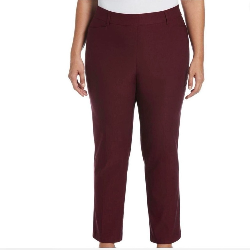 Women's Rafaella Burgundy Stretch Pants (14)